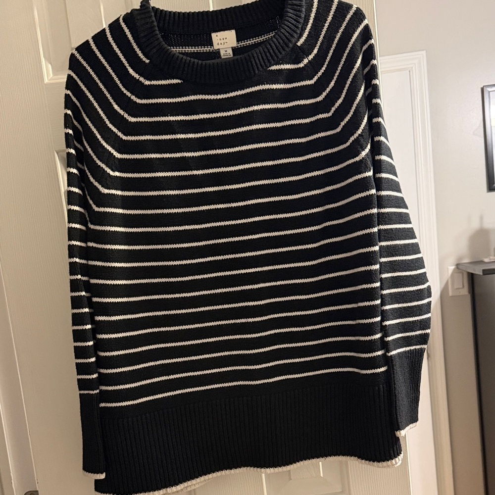 Target Black and White Striped Crew Neck Sweater